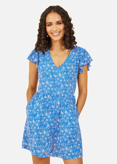 Mela Blue Dash Print Playsuit