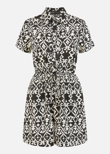 Mela Black Abstract Print Playsuit