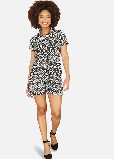 Mela Black Abstract Print Playsuit