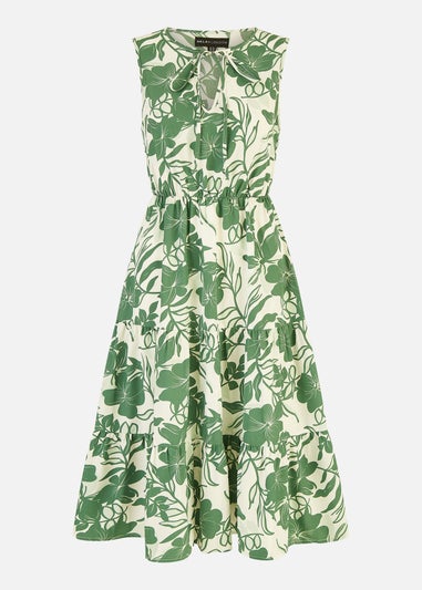 Mela Green Floral Relaxed Sleeveless Midi Dress