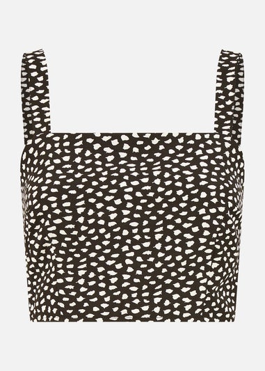 Mela Black Dalmatian Print Cropped Strappy Top