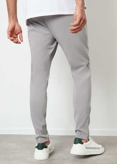 Threadbare Light Grey Swinton Luxe Pull-On Seam Detail Stretch Trousers