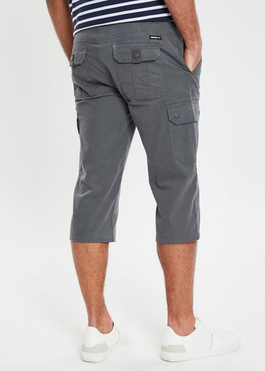 Threadbare Charcoal 3/4 Length Belted Cargo Trousers