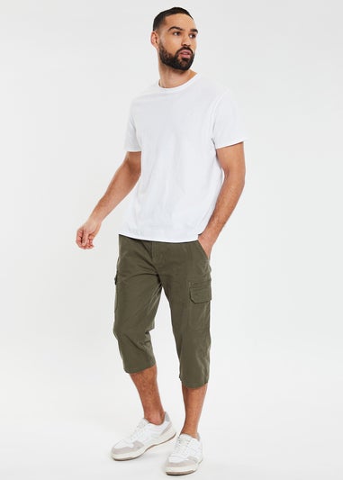 Threadbare Khaki Panel Belted Cargo Trousers