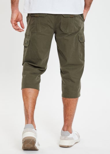 Threadbare Khaki Panel Belted Cargo Trousers