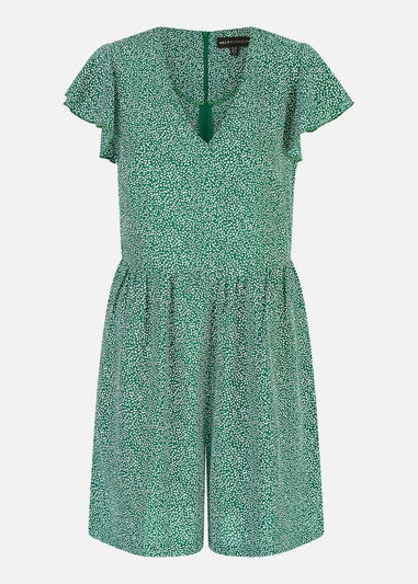 Mela Green Ditsy Print V Neck Playsuit