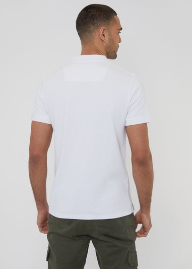 Threadbare White Textured Cotton Rich Polo Shirt