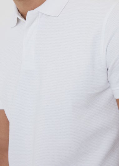 Threadbare White Textured Cotton Rich Polo Shirt