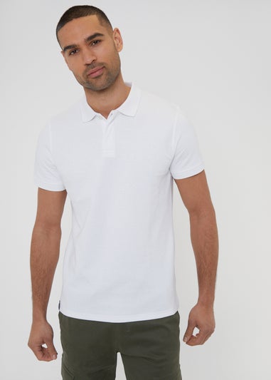 Threadbare White Donora Textured Cotton Rich Polo Shirt