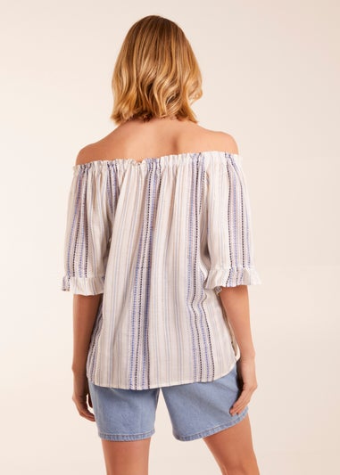 Blue Vanilla Blue Bardot Top With Stripe