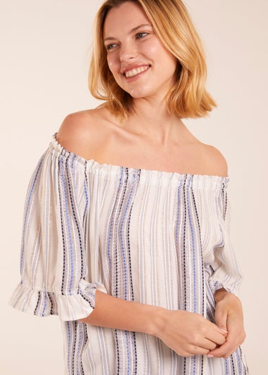 Blue Vanilla Blue Bardot Top With Stripe