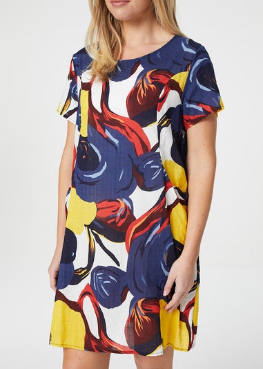 Izabel London Navy Floral Short Sleeve Shift Dress