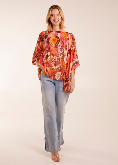 Blue Vanilla Orange Oversized Kimono Top