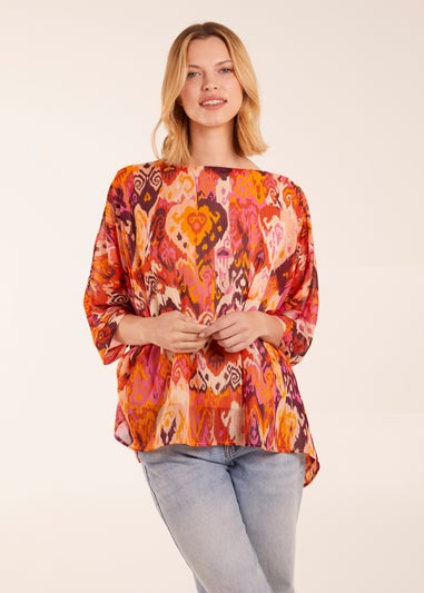 Blue Vanilla Orange Oversized Kimono Top