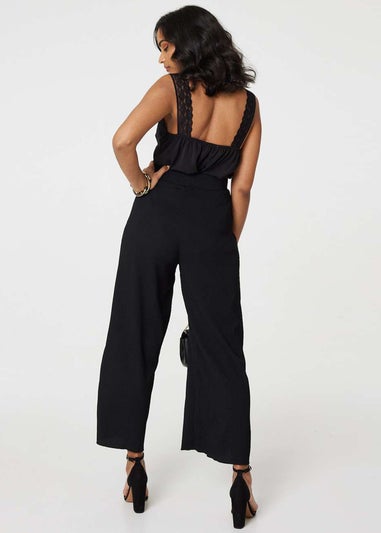 Izabel London Black High Waist Wide Split Leg Trousers