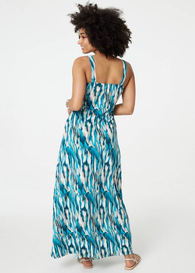 Izabel London Green Printed Empire Waist Maxi Dress