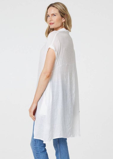 Izabel London White High Low Longline Button-Up Shirt