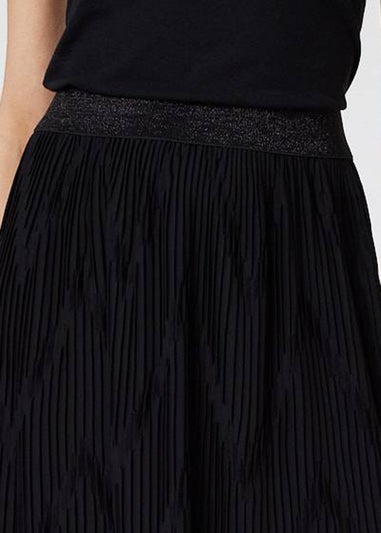 Izabel London Black Pleated High Waist A-Line Midi Skirt