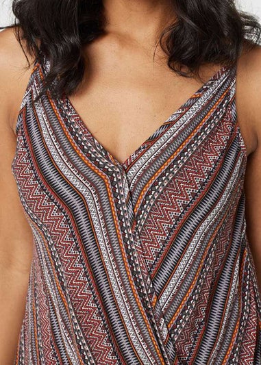 Izabel London Red Stripe Print Faux Wrap Cami Top