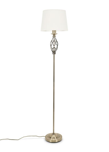 ValueLights Memphis Antique Brass Floor Lamp (151.5cm x 30cm x 30cm)