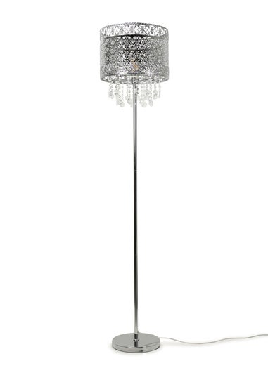 ValueLights Enna Silver Metal Floor Lamp (162.5cm x 33.5cm x 33.5cm)