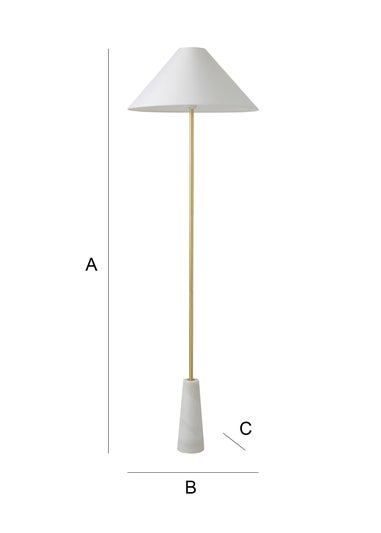 ValueLights Margot White Marble Floor Lamp (148cm x 48cm x 48cm)