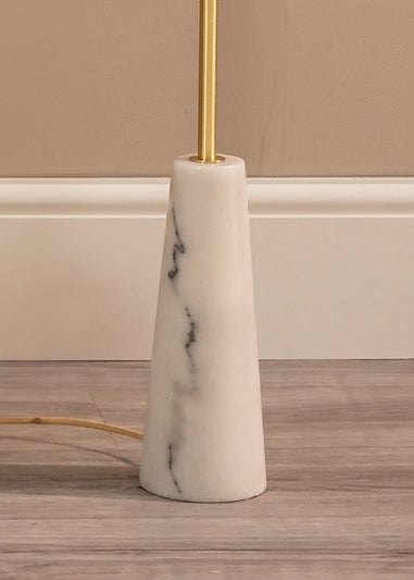 ValueLights Margot White Marble Floor Lamp (148cm x 48cm x 48cm)