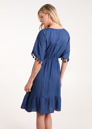 Blue Vanilla Navy Tassel Detail V Neck Dress