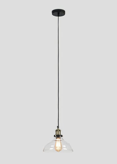 ValueLights Wallace Steampunk Electric Pendant Clear Glass Shade (105.5cm x 24cm x 24cm)