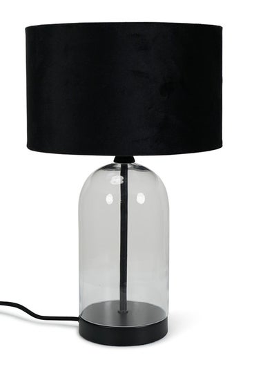 ValueLights Jessy Glass Table Lamp Black Velvet Shade (41cm x 25cm)