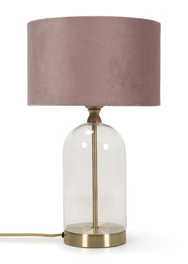 ValueLights Jessy Glass Table Lamp Blush Pink Shade (41cm x 25cm)