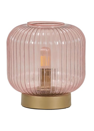 ValueLights Monroe Pink Glass Battery Operated Table Lamp (21.5cm x 20cm x 20cm)