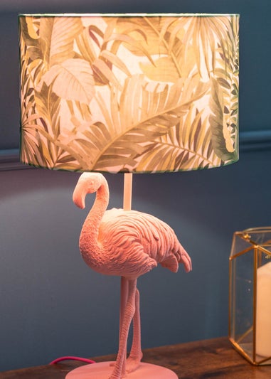 ValueLights Flo Pink Velvet Flamingo Table Lamp