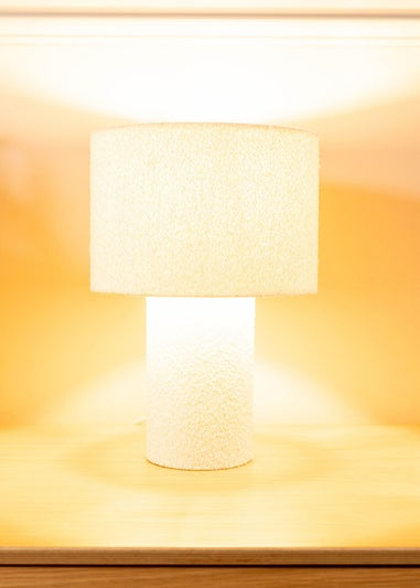 ValueLights Ash Natural Boucle Table Lamp (32cm x 22cm x 22cm)