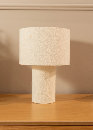 ValueLights Ash Natural Boucle Table Lamp (32cm x 22cm x 22cm)