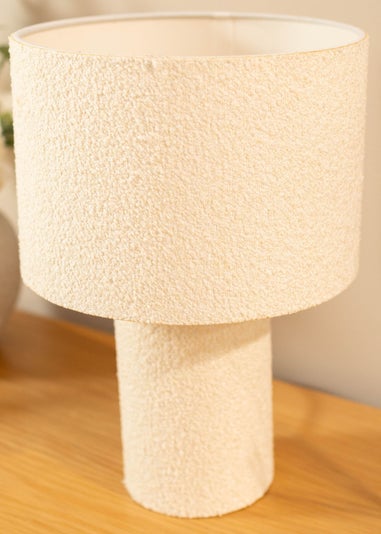 ValueLights Ash Natural Boucle Table Lamp (32cm x 22cm x 22cm)