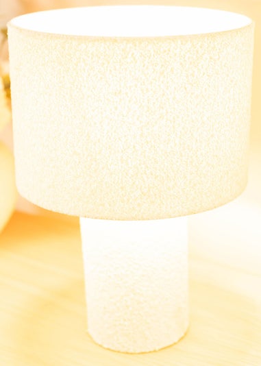 ValueLights Ash Natural Boucle Table Lamp (32cm x 22cm x 22cm)