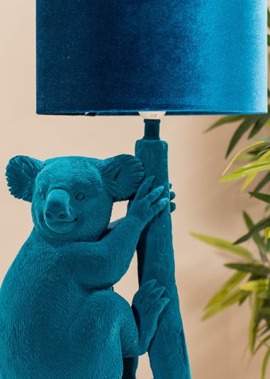 ValueLights Kevin Teal Velvet Koala Table Lamp (57.5cm x 30cm x 30cm)