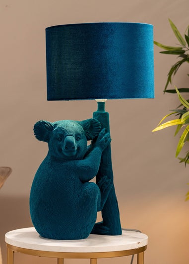 ValueLights Kevin Teal Velvet Koala Table Lamp (57.5cm x 30cm x 30cm)