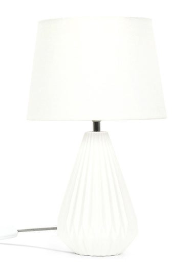 ValueLights Linea White Ceramic Light Up Base Table Lamp (45cm x 27cm x 27cm)