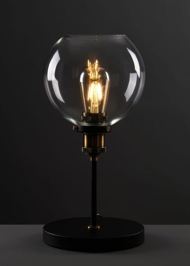 ValueLights Sheridan Steampunk Table Lamp Clear Glass Shade (40cm x 20cm x 20cm)