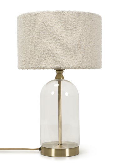 ValueLights Jessy Gold Glass Table Lamp Cream Boucle Shade (41cm x 25cm)