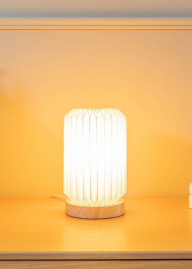 ValueLights Natural Maja White Wooden Table Lamp (23cm x 14cm x 14cm)