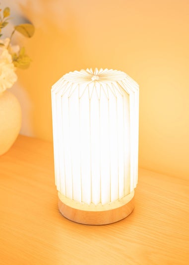 ValueLights Natural Maja White Wooden Table Lamp (23cm x 14cm x 14cm)