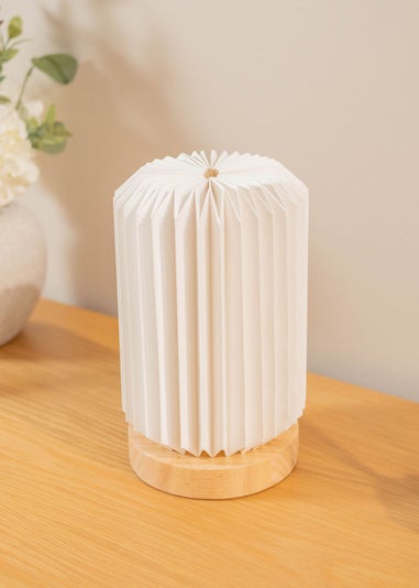 ValueLights Natural Maja White Wooden Table Lamp (23cm x 14cm x 14cm)