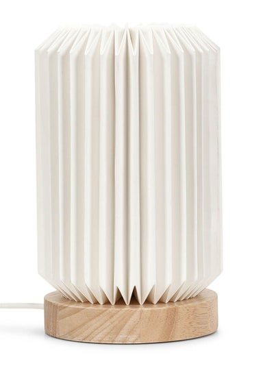 ValueLights Natural Maja White Wooden Table Lamp (23cm x 14cm x 14cm)