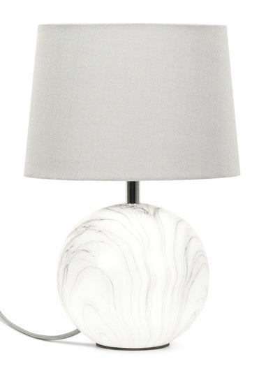 ValueLights Grey Connie Marble Effect Ceramic Table Lamp (34cm x 23cm x 23cm)