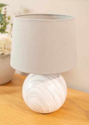 ValueLights Grey Connie Marble Effect Ceramic Table Lamp (34cm x 23cm x 23cm)