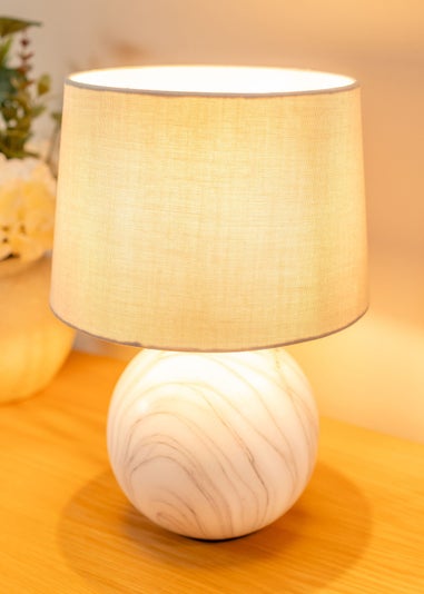 ValueLights Grey Connie Marble Effect Ceramic Table Lamp (34cm x 23cm x 23cm)