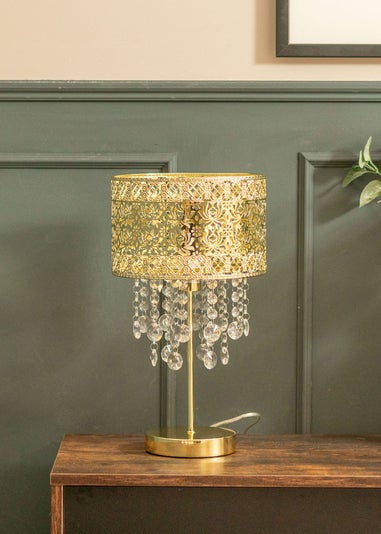 ValueLights Enna Gold Metal Table Lamp (40cm x 22cm x 22cm)
